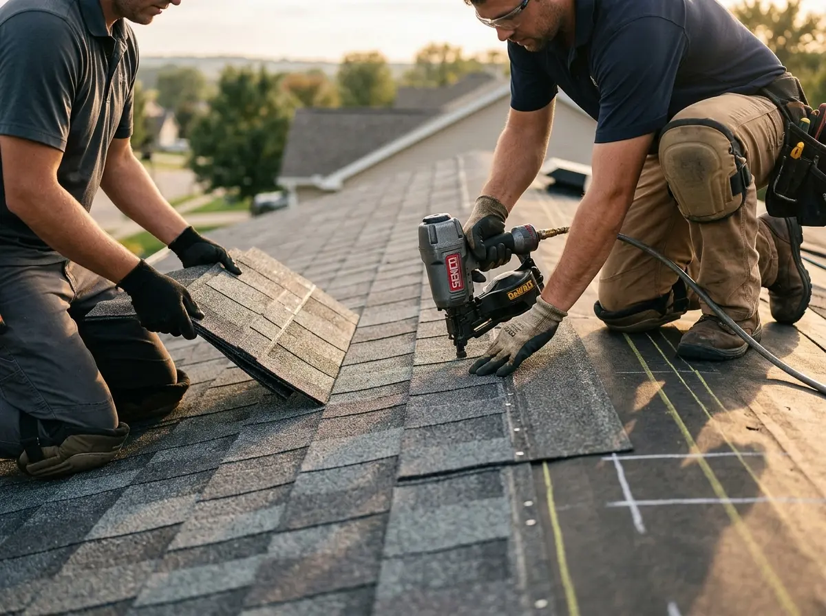 Professional roofer working on a residential roof in Ewa Beach